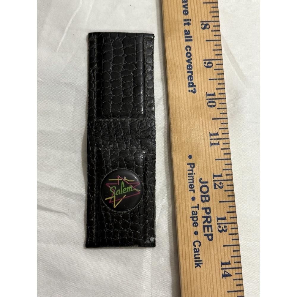Vintage‎ Salem Cigarettes Black Leather Magnetic Money Clip